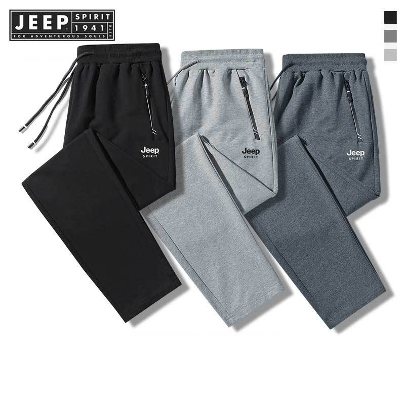 Jeep SPIRIT 1941 ESTD กางเกงลําลอง 2024 กางเกงลําลองทรงเข้ารูปฤดูใบไม้ผลิ/ฤดูร้อนของผู้ชายพร้อมเท้าแบนและกางเกงเข้าเล่มข้อเท้า
