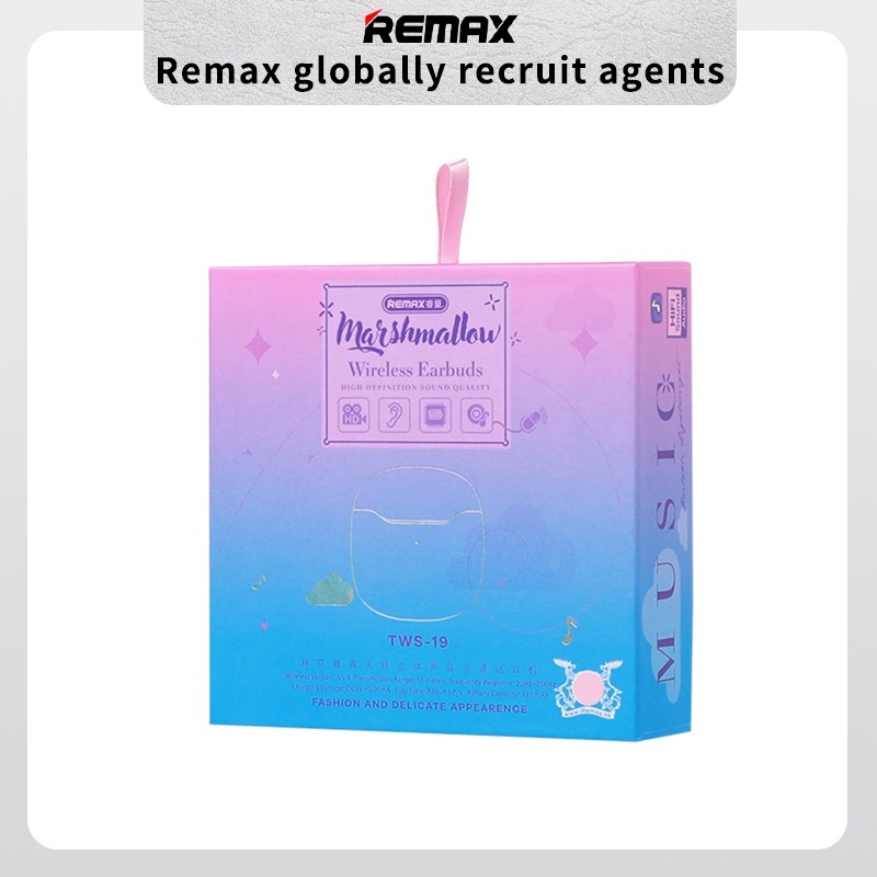 Remax TWS-19 หูฟังบลูทูธ Marshmallow series หูฟังบลูทูธไร้สาย รับประกัน 1 ปี