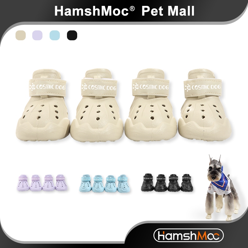 HamshMoc รองเท้าสุนัขระบายอากาศรองเท้าสัตว์เลี้ยงแบบปรับได้ทนทานพร้อมแถบสะท้อนแสงสําหรับสุนัขขนาดกลางขนาดเล็ก Paw Protector กลางแจ้ง 4 ชิ้น