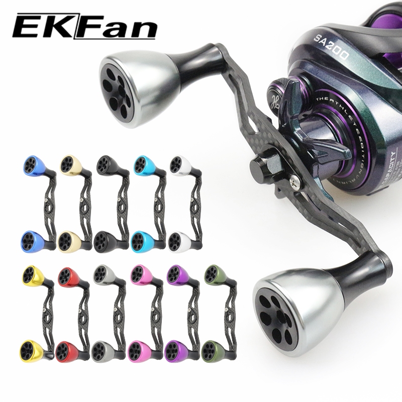 EKFan ยาว 105/130/140 มม.คาร์บอนไฟเบอร์ Handle Alloy grip ลูกบิดตกปลา Reel Handle 8*5/7*4 มม.สําหรับ daiwa abu Shimano Baitcasting ตกปลา lure reel diy อะไหล่