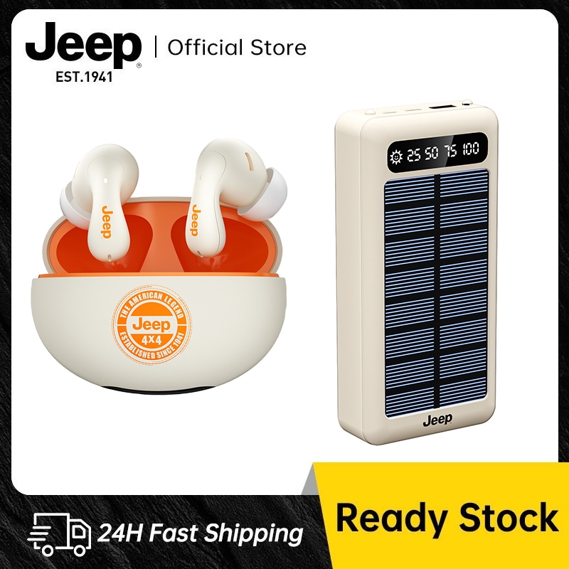 Jeep หูฟังบลูทูธไร้สาย เสียงดี HD Calls โทรคุยชัด พร้อมไมโครโฟน + Solar Powerbank 22.5W 20000mAh แบตสำรอง