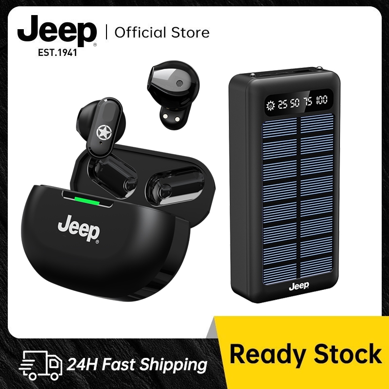 Jeep หูฟังบลูทูธไร้สาย เสียงดี HD Calls โทรคุยชัด พร้อมไมโครโฟน + Solar Powerbank 22.5W 20000mAh แบตสำรอง