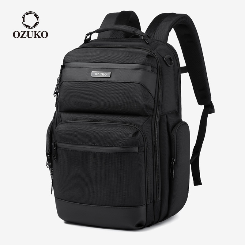 OZUKO โอซูโกะ หลายกระเป๋าแล็ปท็อปกระเป๋าเป้สะพายหลังผู้ชายความจุขนาดใหญ่กันน้ํากลางแจ้งเดินทางกระเป๋าเป้สะพายหลัง