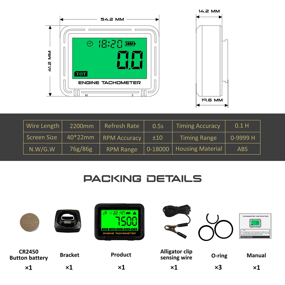 เปลี่ยนรถจักรยานยนต์ Tachometer ดิจิตอลหน้าจอขนาดใหญ่จอแสดงผล 0-18000 RPM Gauge Tach ชั่วโมงสําหรับเรือ Moto Chainsaw กันน้ํา ราคา ถูกที่สุด ดีลบีเคเค แกลเลอรีภาพที่ 8
