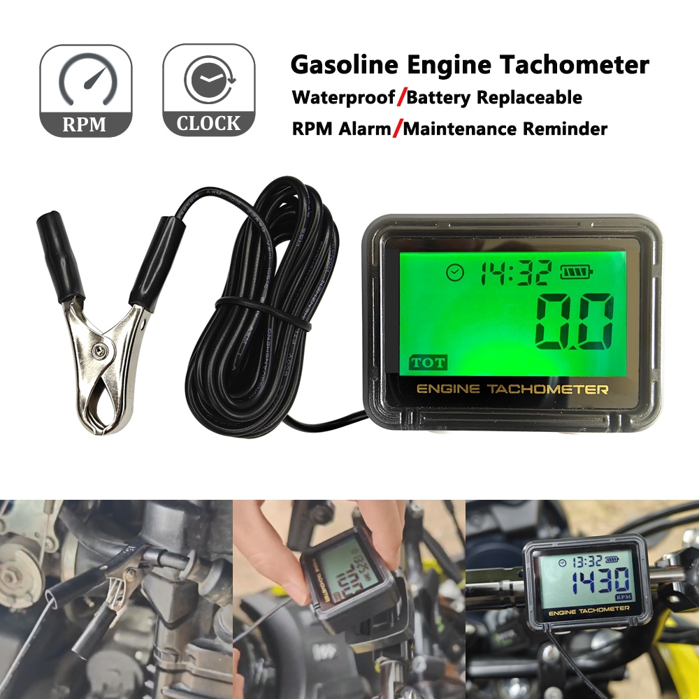 เปลี่ยนรถจักรยานยนต์ Tachometer ดิจิตอลหน้าจอขนาดใหญ่จอแสดงผล 0-18000 RPM Gauge Tach ชั่วโมงสําหรับเรือ Moto Chainsaw กันน้ํา ราคา ถูกที่สุด ดีลบีเคเค แกลเลอรีภาพที่ 2