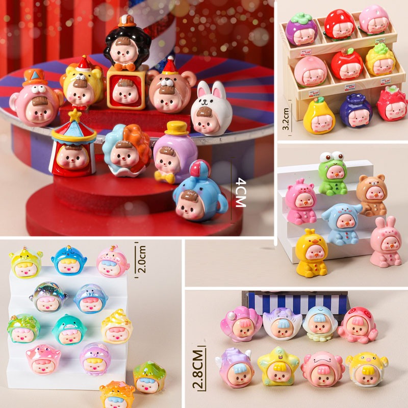 สีทึบผลไม้ Lisi ทาสี Circus Sister รถอินเทรนด์เล่นเครื่องประดับสามมิติรูปการ์ตูนจี้กุญแจเรซิ่น Mystery กระเป๋าอุปกรณ์เสริม