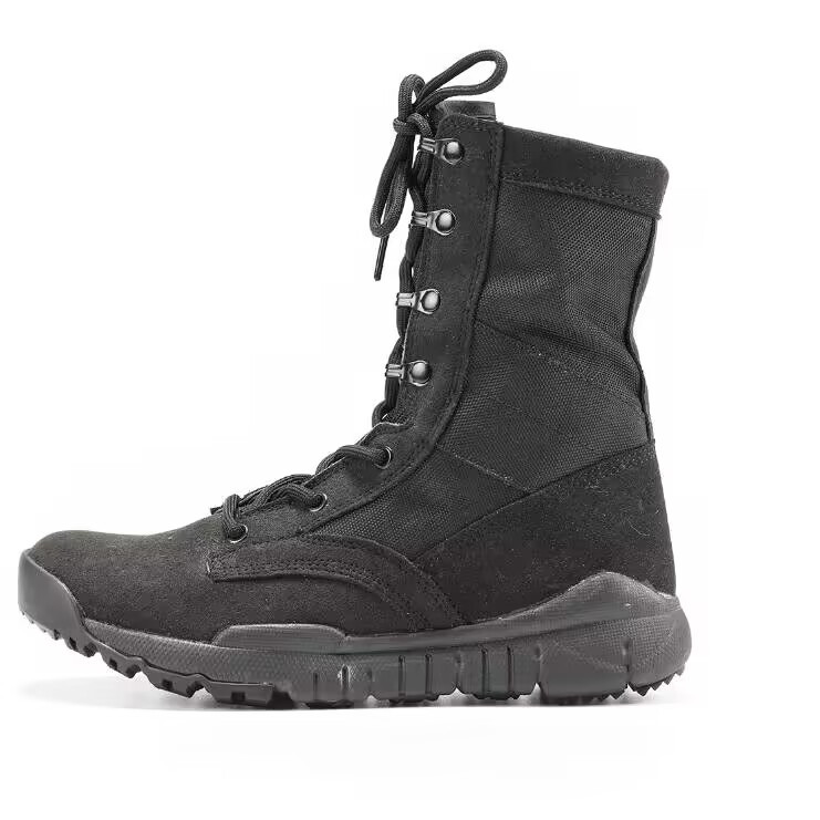 หนังหนังกลับคุณภาพสูง CQB Desert Mens Black Combat Boots Ultralight Military Tactical Boots Unisex (