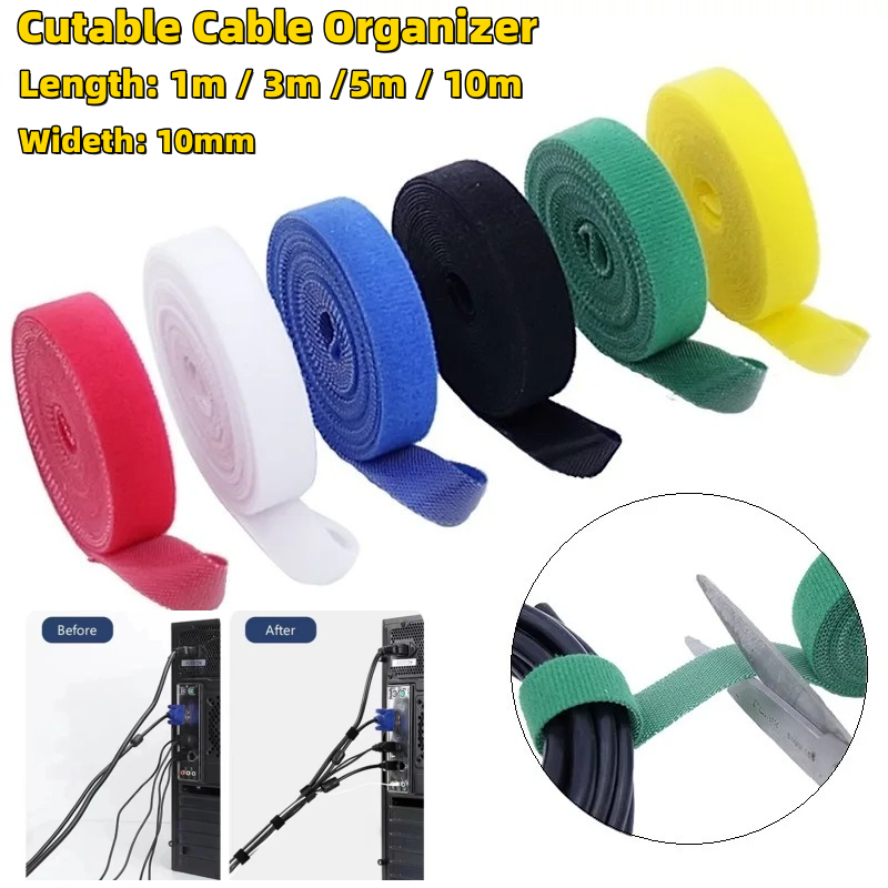 5m Data Cable Organizer Reusable ที่ถอดออกได้ Fastening เทปสายผูก Hook และ Loop สายรัดสายไฟ Organizer สาย USB การจัดการ Protector