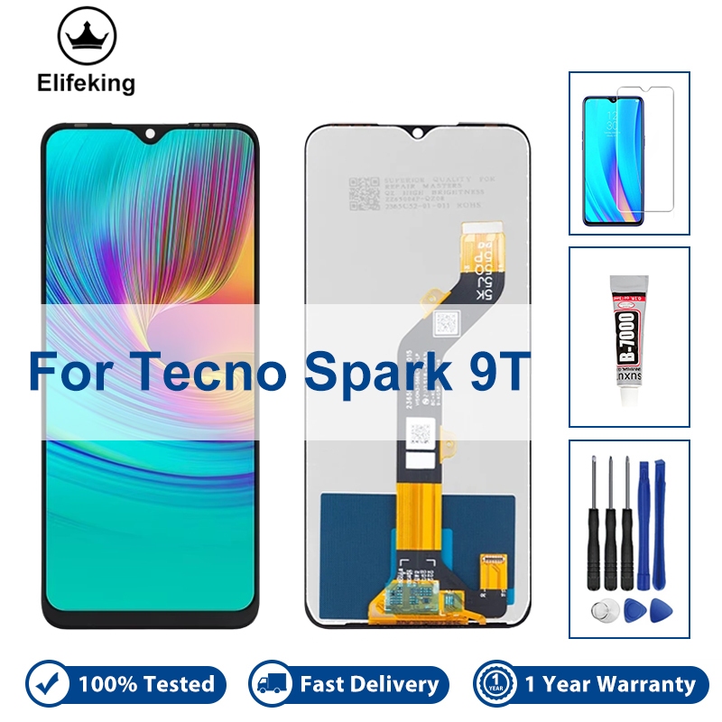 ทดสอบ 100% สําหรับ Tecno Spark 9T KH6 จอแสดงผล LCD Touch Screen Digitizer Assembly อะไหล่ฟรีซ่อมเครื