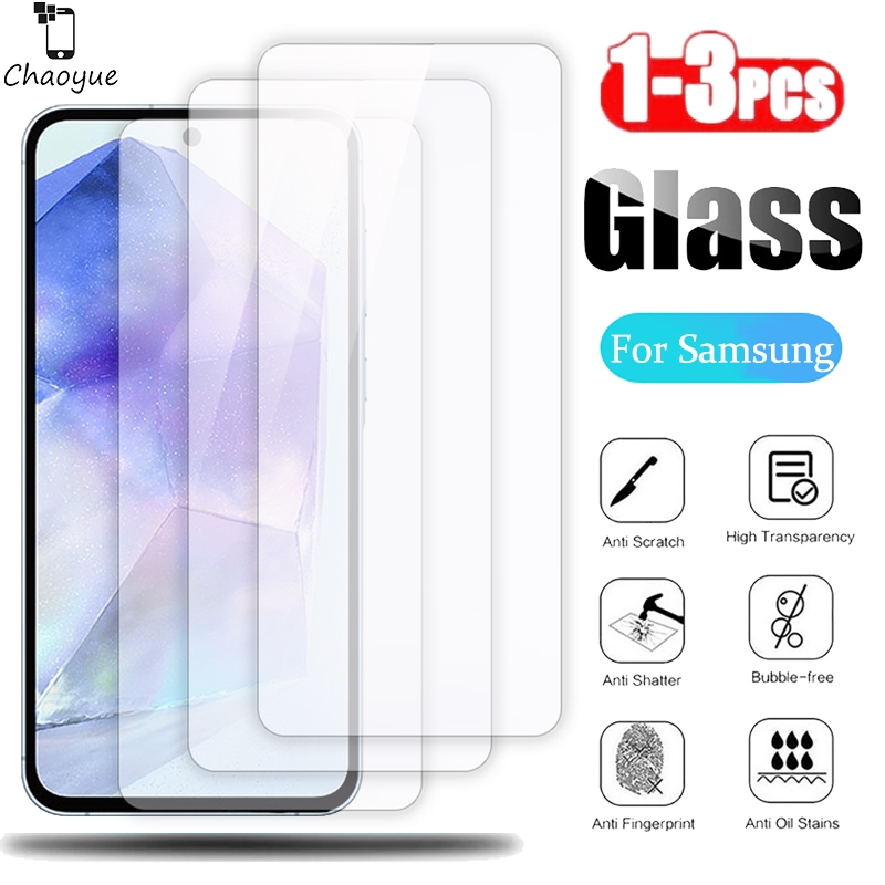 3Pcs ฟิล์มกระจกนิรภัย กันรอยหน้าจอ สําหรับ Samsung ss Galaxy A16 A06 A55 A35 A25 A15 A05 A05s A54 A34 A24 A14 A04 A04E A04s S24 S23 S21 S20 FE 4G 5G 2024
