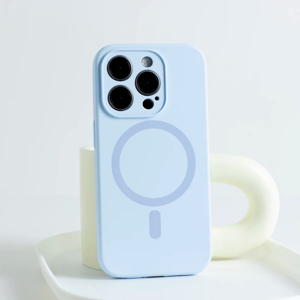 【Silicone soft case/Blue】 เคส compatible for iphone 12 13 14 15 pro max case