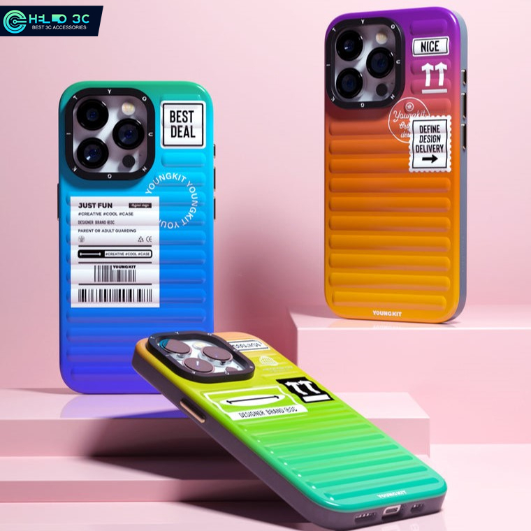 เคส Youngkit กระเป๋าเดินทางที่มีสีสัน เข้ากันได้กับ เคสกันกระแทก iphone 15/16/17 เข้ากันได้กับ เคสไอ
