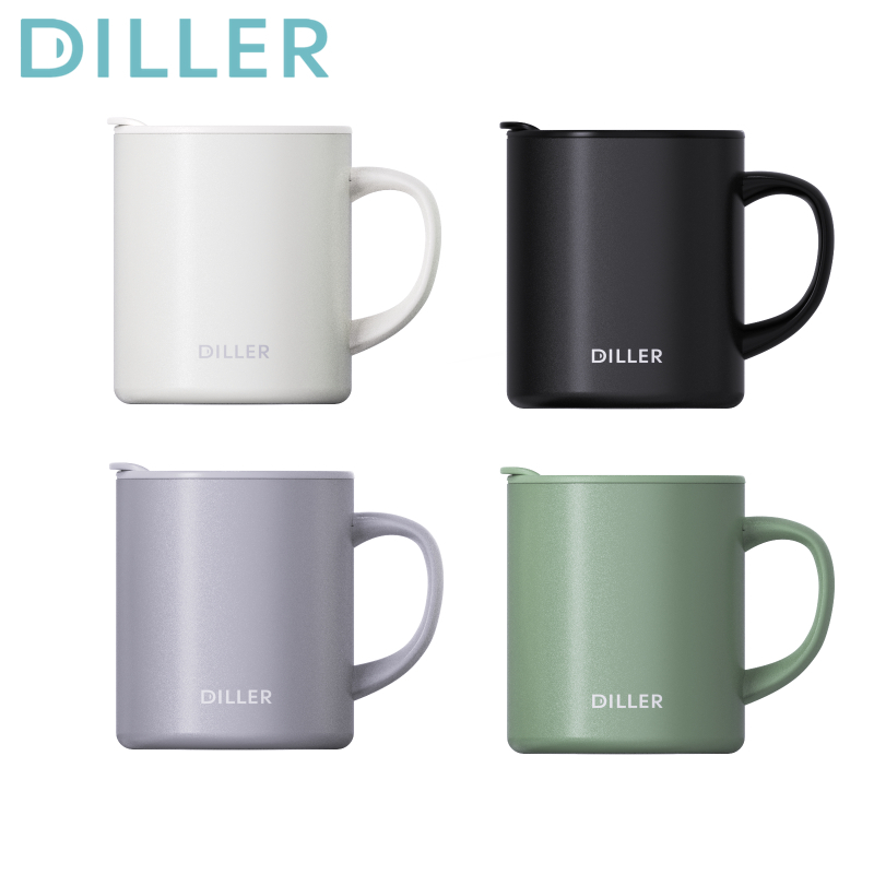 Diller Tumbler Thermos Mug พร้อมที่จับและฝาปิด SUS316 สแตนเลสสูญญากาศฉนวนถ้วยกาแฟขวดน้ํา 320ml D9273