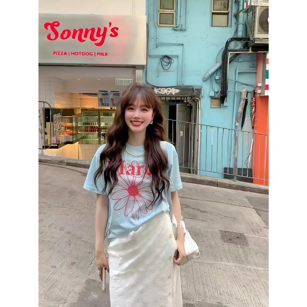 เดซี่ Mardi, Zhang Jingyi, Zhao Lusi, เสื้อยืดแขนสั้นเฉพาะดอกไม้สําหรับผู้หญิง