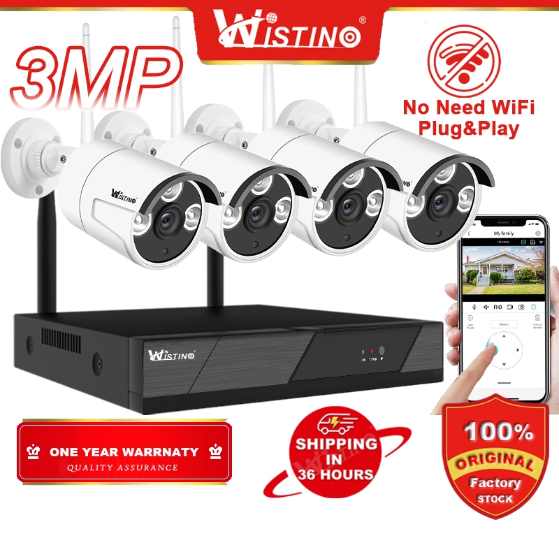 Wistino กล้องวงจรปิดชุด 4CH เสียง FHD 3MP กล้อง IP กลางแจ้งกล้องวงจรปิด Wifi Nvr สําหรับ House