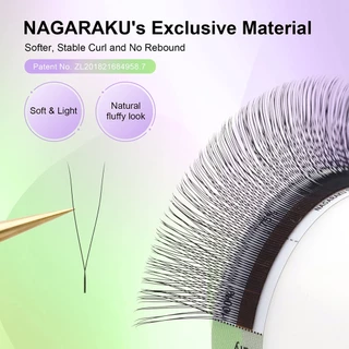 Nagaraku Single Tip 2D Y รูปร่างทอมือ Premium Soft Light ขนตาปลอมธรรมชาติอุปกรณ์แต่งหน้าตาข่ายสุทธิ Cross Lash