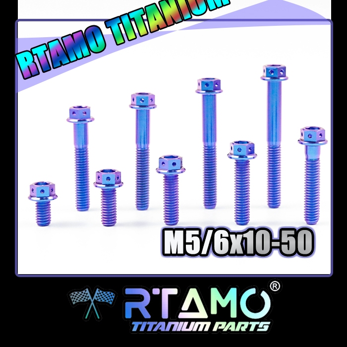 RTAMO Titanium Gr5 M5(#8)x15-30L M6(#10)x10-50L 11D Drilled Hex Flange Head