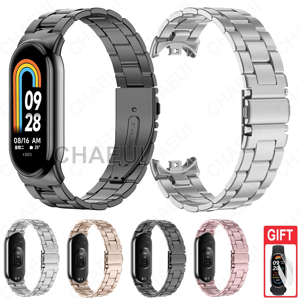 สายโลหะสแตนเลสสายนาฬิกาข้อมืออุปกรณ์เสริมสําหรับ Xiaomi Smart Band 9 8 / Xiaomi Mi Band 8 9