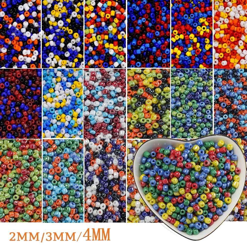 ✨  ลูกปัดแก้วผสม 2/3/4มม. 10g (ภาษาเช็ก/ลูกปัดเม็ดทราย) สีสันสดใส ขนาดเล็ก สำหรับ DIY