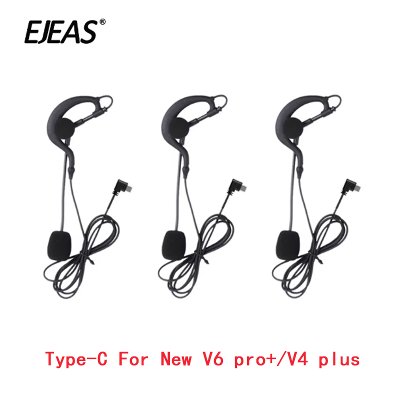 1/2/3/4 ชิ้น Type-C อินเทอร์เฟซ Ear-hook ผู้ตัดสินหูฟังสําหรับ EJEAS V6 Pro + V4 Plus หมวกกันน็อครถจักรยานยนต์ Intercom