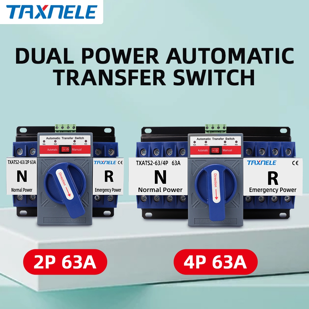 Taxnele ATS 2P 4P 63A 230V Circuit Breaker Dual Power สวิตช์โอนอัตโนมัติ สวิตช์โอนอัตโนมัติ