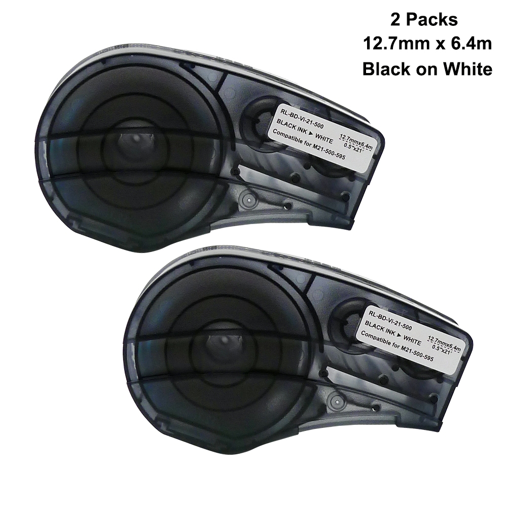 2pk เทปฉลากไวนิลใช้งานร่วมกับ M21-500-595-WT สําหรับในร่ม/กลางแจ้ง ID, LAB และการจัดฉลากอุปกรณ์, สีด