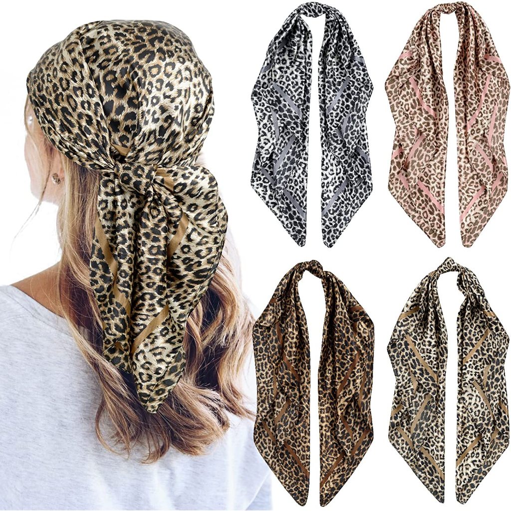 90 ซม./36 นิ้วเสือดาวพิมพ์ Unisex แฟชั่นผ้าพันคอ Turban ซาตินผ้าพันคอผ้าไหม