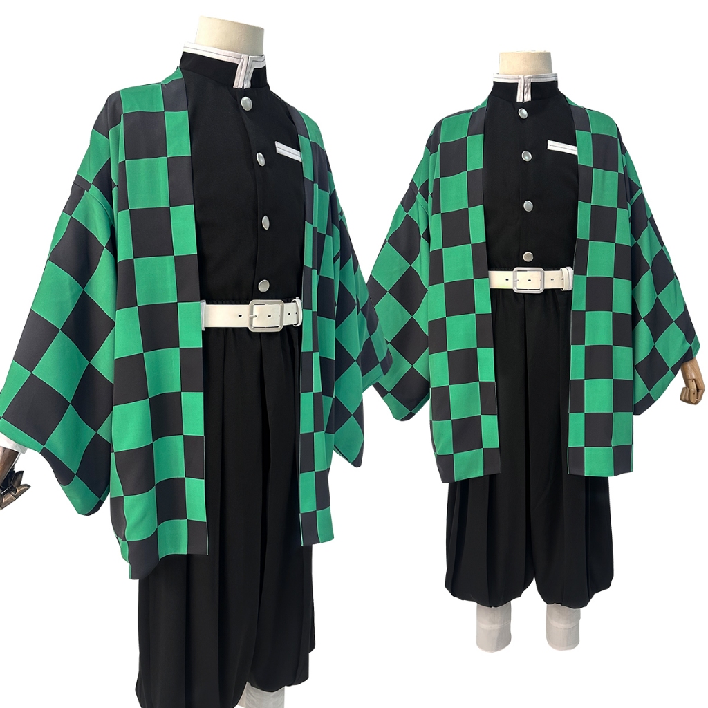Holoun Demon Anime Tanjiro Kamado Cosplay เครื่องแต่งกายสไตล์เย็บปักถักร้อย Black Hamera