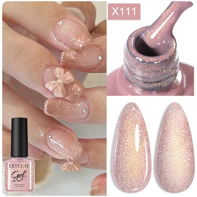 Lilycute เล็บเจลสี Glitter เล็บแต่งเล็บ Soak Off LED UV เจลเคลือบเงา 7ML