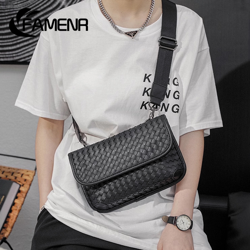 Famenr [เรือ 48 ชั่วโมง] กระเป๋าสะพายผู้ชายหนัง Pu แฟชั่นกระเป๋าสะพายข้างกันน้ํา