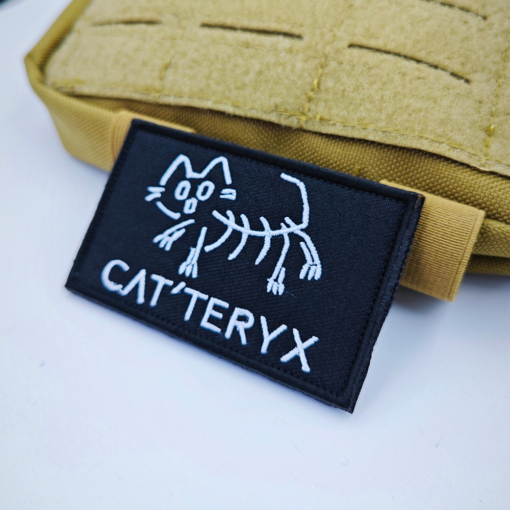 ปักลูกแมว Velcro Badge CAT TERYX ตะขอแหวนสนุก Patch ยุทธวิธีทหาร Patch กระเป๋าเป้สะพายหลังเสื้อผ้าหมวกอุปกรณ์เสริม
