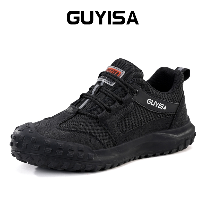 Guyisa รองเท้าเซฟตี้รองเท้าทํางาน หัวเหล็ก ระบายอากาศ wearproof Anita-slip 3015F 38-45