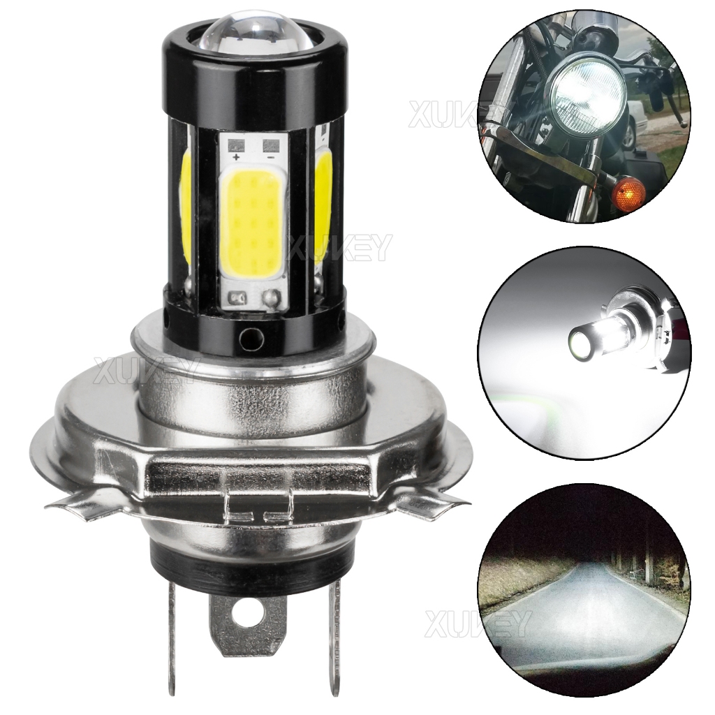 H4 ไฟหน้ารถจักรยานยนต์หลอดไฟ LED Hi/Lo Beam 9003 HS1 Super Bright สีขาว 6000 K หมอก COB ชิปรถ ATV มอเตอร์ไซด์ 12 V
