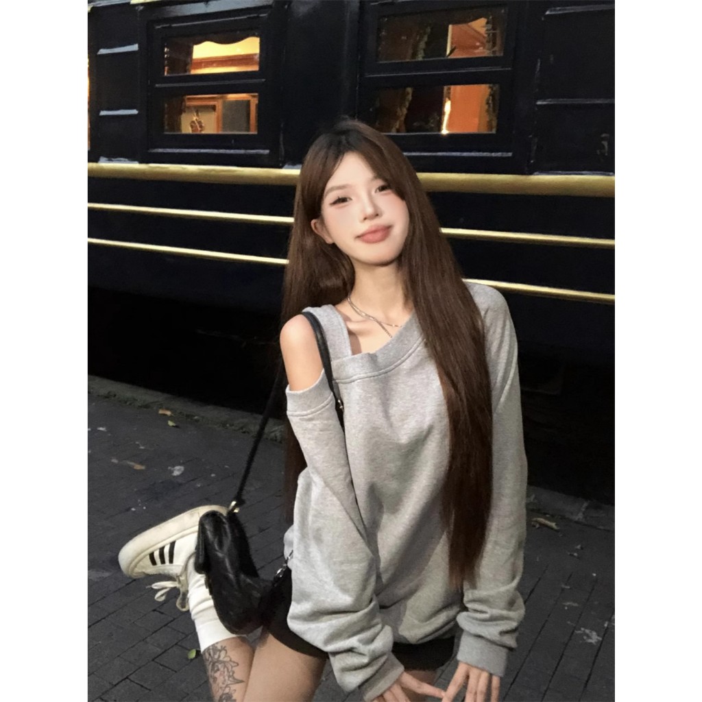 NZN ฤดูใบไม้ร่วงแฟชั่นผ้าฝ้ายแท้หลวมไหล่เดียวแจ็คเก็ตผู้หญิงหลวมการออกแบบใหม่ขนาดใหญ่ Off-the-S