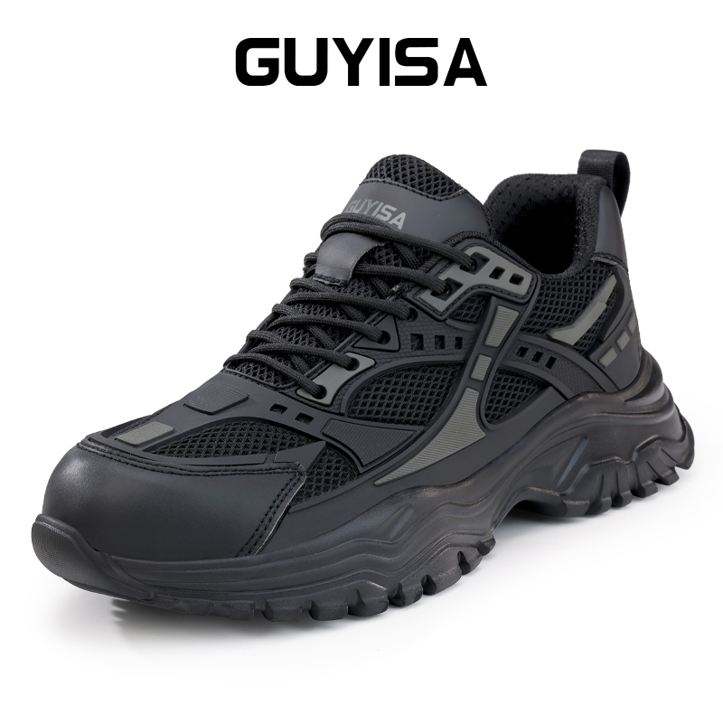 Guyisa รองเท้านิรภัยรองเท้าทํางานป้องกันแสงทุบต่อต้านเจาะ 38-45 F056