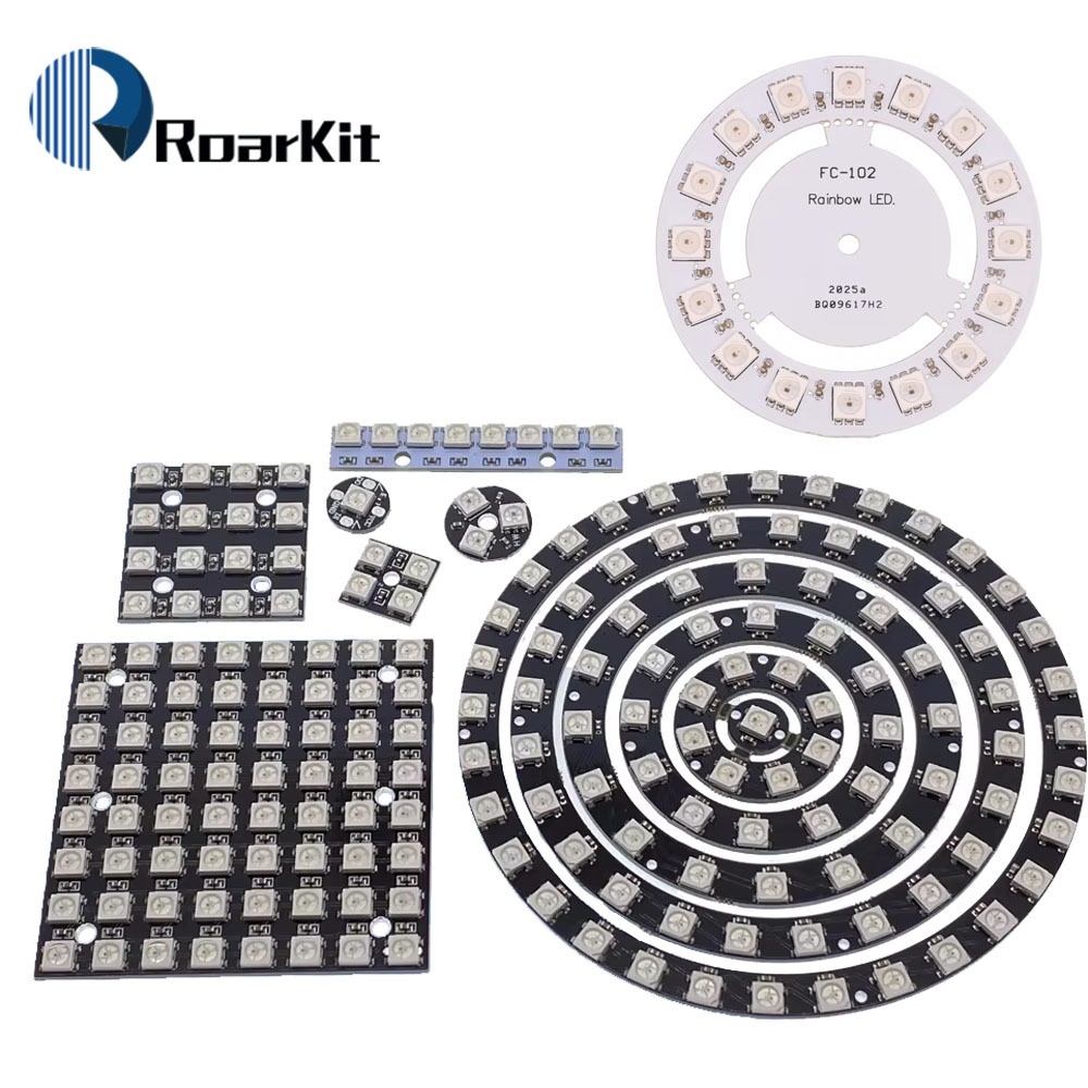 5V 1Bit 3 4Bit 7 8Bit 9 12Bit 16Bit 24Bit 32Bit 64 Bits WS2812 5050 RGB LED แหวนโคมไฟ + ไดรเวอร์รวมสําหรับ Arduino Diy