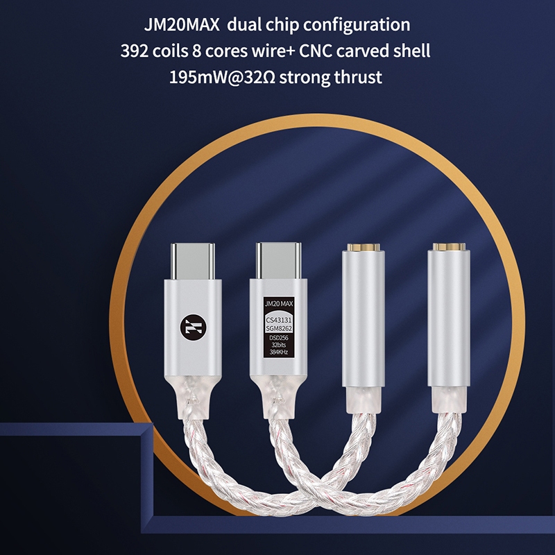 Jcally JM20 Max เครื่องขยายเสียงรหัส Protable ประเภท c ถึง 3.5 มม. อะแดปเตอร์ dongle CS43131 + SGM8262 ชิป