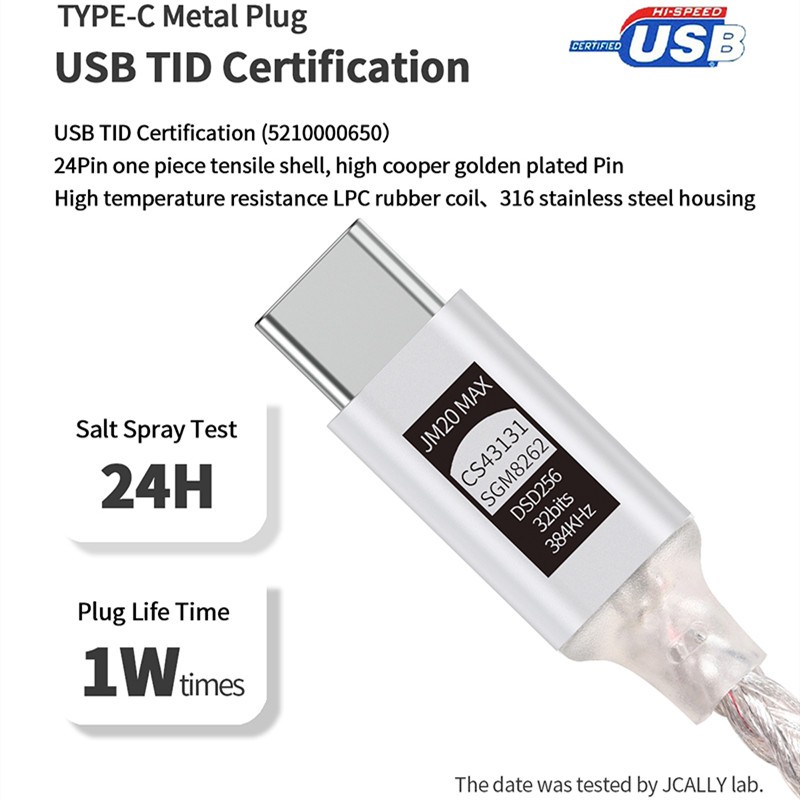 Jcally JM20 Max เครื่องขยายเสียงรหัส Protable ประเภท c ถึง 3.5 มม. อะแดปเตอร์ dongle CS43131 + SGM8262 ชิป