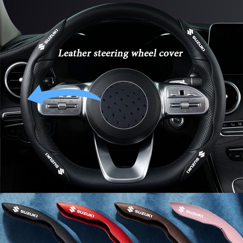 SUZUKI รถซูซูกิ High end Leatherwear ฝาครอบพวงมาลัยสําหรับทุกฤดูกาลพรุนกันลื่นดูดซับเหงื่อ Swift XL7 vitara Jimny SX4 S-Cross Presso Ciaz ERTIGA Celerio