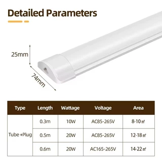 หลอดไฟ led ยาว 30/50/60 ซม.หลอดไฟนีออน ไฟพกพา หลอดไฟยาว Strip Light ห้องนอนห้องครัวตู้แสง ตั้งโต๊ะ