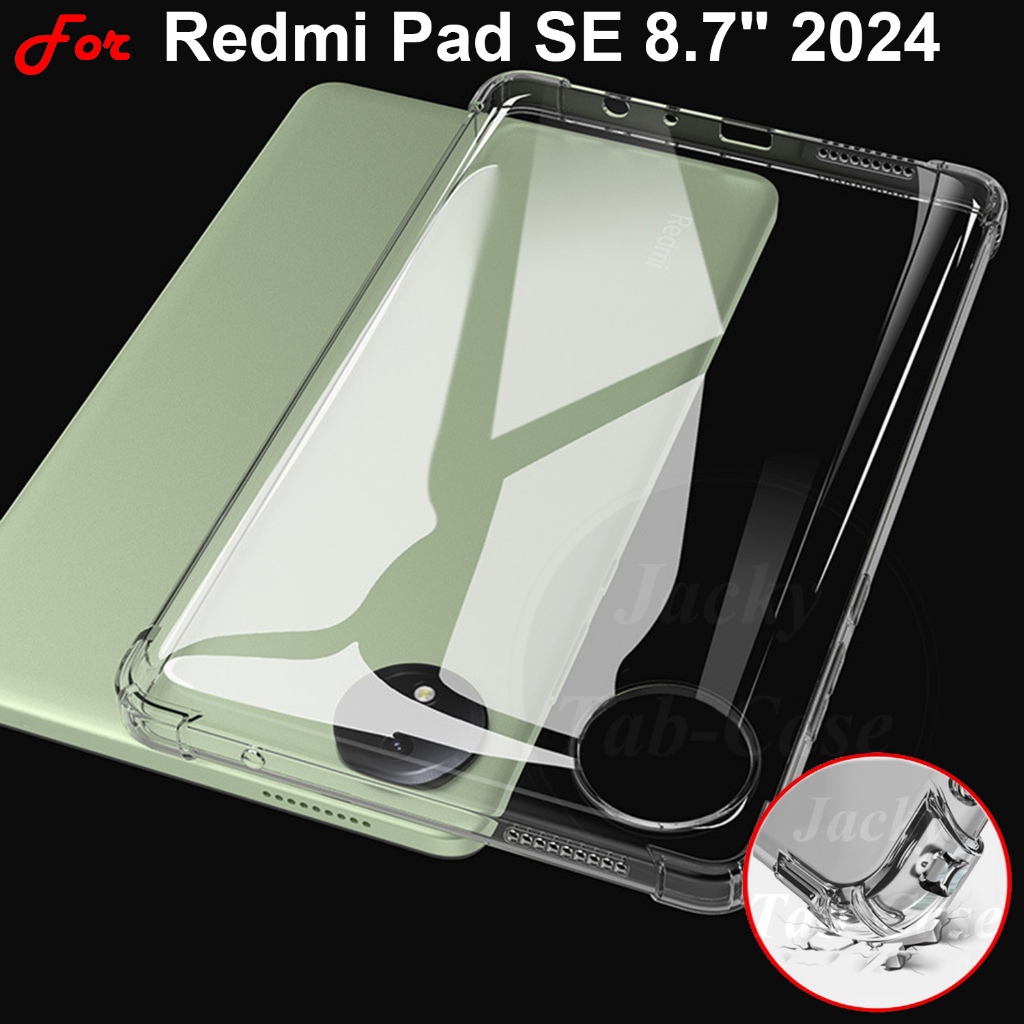 สําหรับ Xiaomi Redmi Pad SE 8.7 "4G 2024 PadSE mini 8.7 นิ้ว Jelly ซิลิโคน 4 มุมหนากลับ Shell นุ่มโปร่งใส TPU กันกระแทก 24076RP19G 24076RP19I