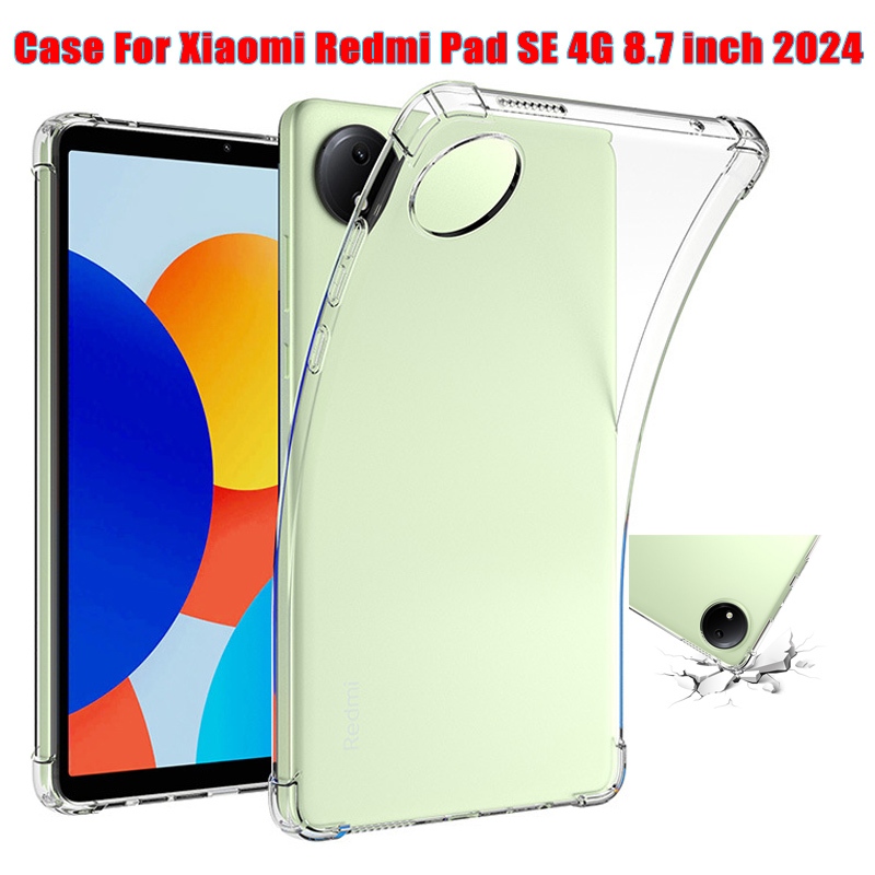 สําหรับ Xiaomi Redmi Pad SE 4G 8.7 นิ้ว 2024 ซิลิโคนอ่อนนุ่ม 4 มุม Thicken ถุงลมนิรภัยกันกระแทกฝาหลังสําหรับ Redmi Pad SE 4G 8.7 "แท็บเล็ตป้องกันกรณี