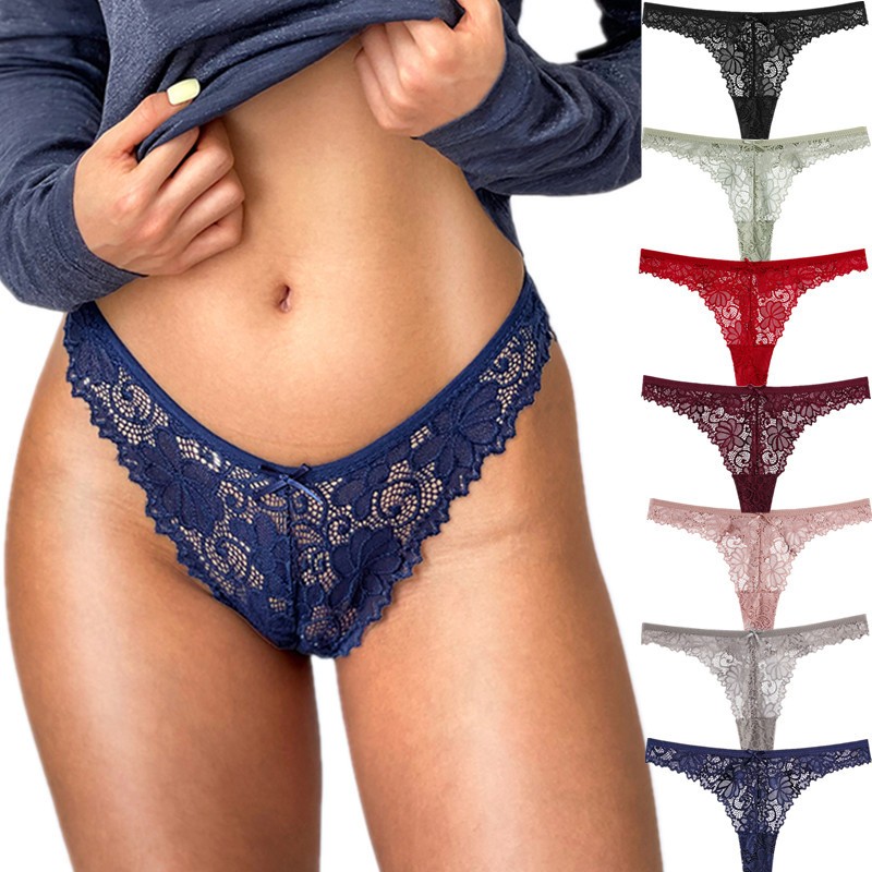 Zxyouping สตรี Hollow กางเกงชั้นในลูกไม้เซ็กซี่,ไม่มีรอยต่อต่ําเอวทอง G-String Bacteriosatic Cotton Crotch หญิงกางเกง Plus ขนาด M-XL