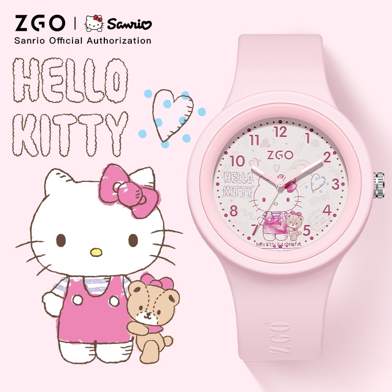 ZGO x Sanrio HelloKitty นาฬิกาข้อมือ กันน้ํา สําหรับเด็กผู้หญิง ผู้ชาย 877