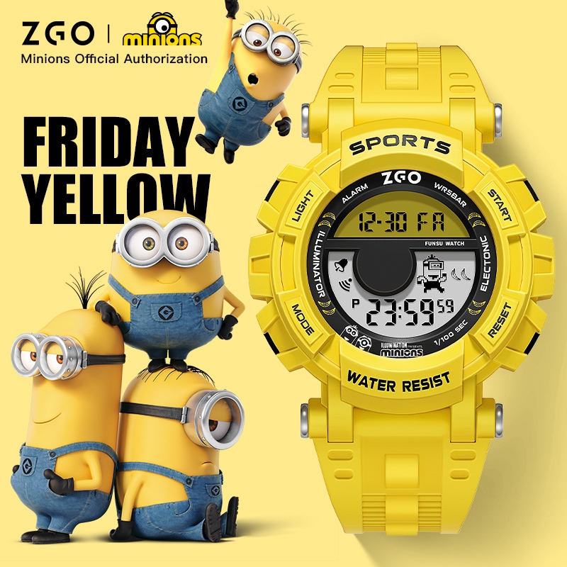 ZGO x Minions นาฬิกาเด็ก กันน้ำลึก100% นาฬิกาปลุก ปฏิทิน นาฬิกาเด็กผู้ชาย ของขวัญสำหรับเด็ก 890