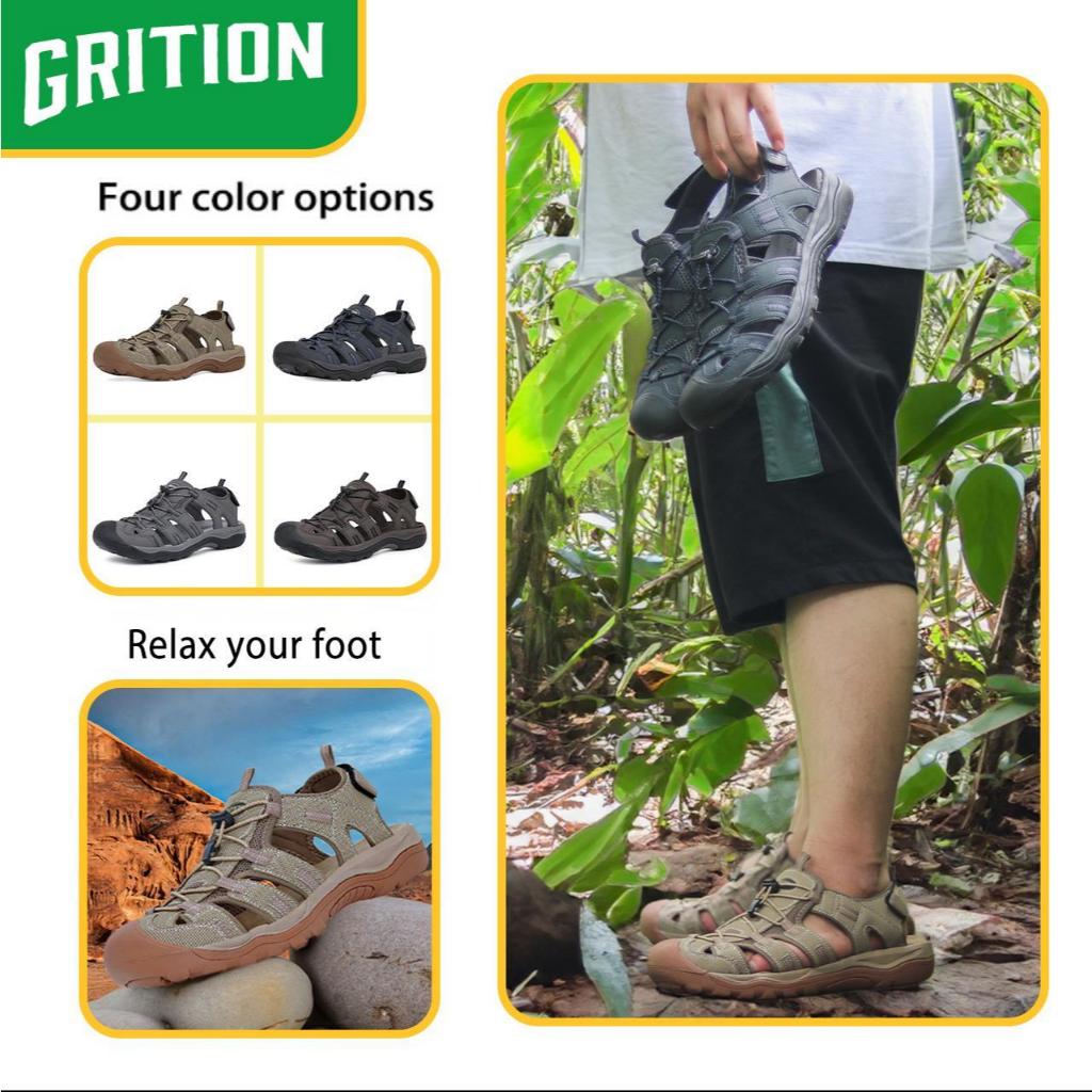 Grition ผู้ชายรองเท้าแตะกลางแจ้งแฟชั่นชายสบายๆเดินป่า Trekking Non Slip ยาง Breathable