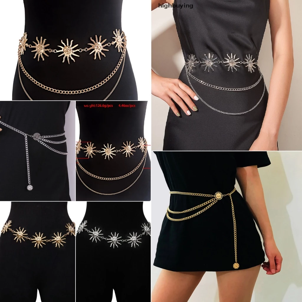 [highbuying] เข็มขัดโซ่โลหะ หลายชั้น สไตล์พังก์ โกธิค สําหรับผู้หญิง