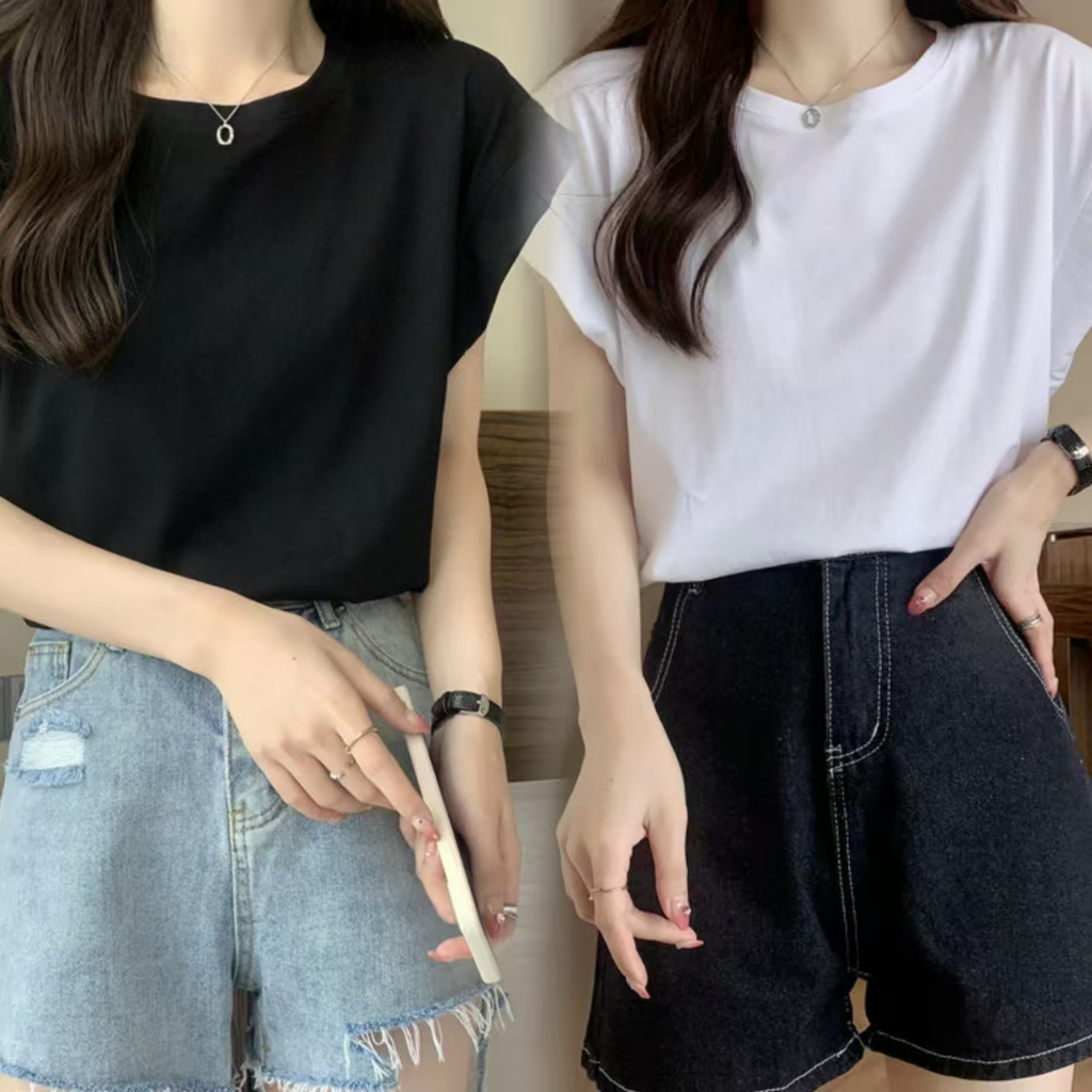 Bella Shop 🌻ลำลอง สไตล์เกาหลี สีทึบทึบ  เสื้อยืด