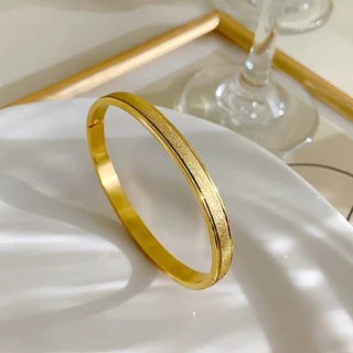 Frosted Buckle Titanium Steel Bracelet Electroplating K Gold Opening Adjustable Fashion Colorfast Bracelet