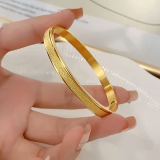 Frosted Buckle Titanium Steel Bracelet Electroplating K Gold Opening Adjustable Fashion Colorfast Bracelet